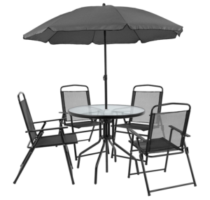 Flash Furniture Nantucket 6 Piece Black Patio Garden Set