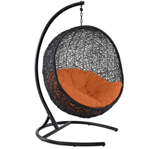 Modway Encase Wicker Rattan Egg Swing Chair with Stand