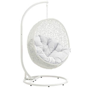 Modway Hide Wicker Rattan Egg Swing Chair Set with Stand