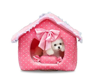 AUBNICO Pink Princess House Pet House, Princess Bedroom (Small)