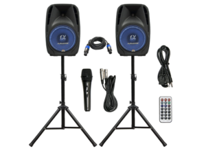 Pair Alphasonik All-in-one 8" Powered 800W PRO DJ Amplified Loud Speakers