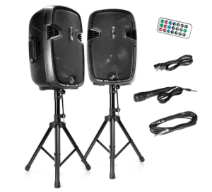 Wireless Portable PA Speaker System - 1800W High Powered Bluetooth Compatible Active + Passive Pair