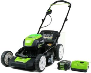 Greenworks 2501202 Pro 21-Inch Cordless Push Lawn Mower with Battery and Charger