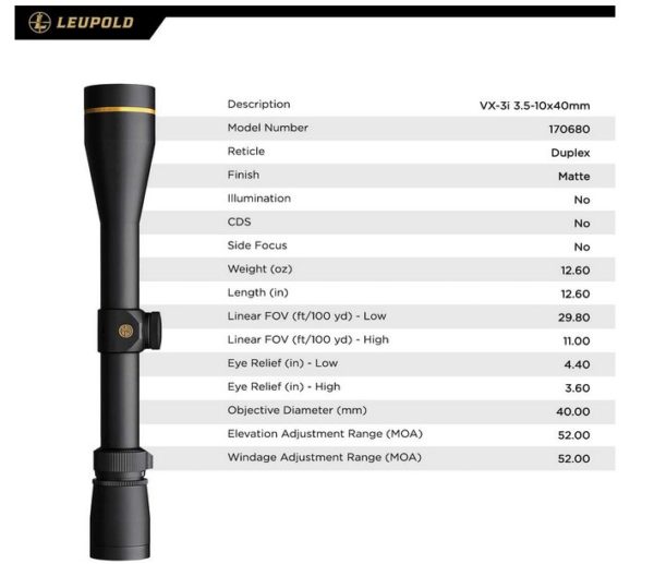 Leupold VX-3i 3.5-10x40mm Riflescope 