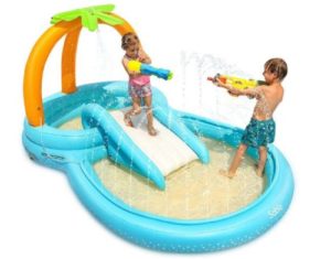 Sable Inflatable Play Center Wading Pool with Slide for Kids Children Garden Backyard 110'' x 71'' x 53'' 