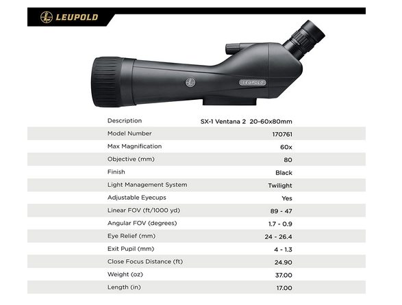 Leupold SX-1 Ventana 2 20-60x80mm Spotting Scope