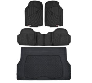 Motor Trend FlexTough Performance All Weather Rubber Car Floor Mat with Cargo Liner