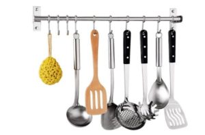 HanDingSM Kitchen Stainless Steel Hanging Rack with Sliding Hooks