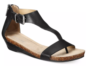 KENNETH COLE REACTION WOMEN’S GREAT GAL T-STRAP LOW WEDGE SANDAL